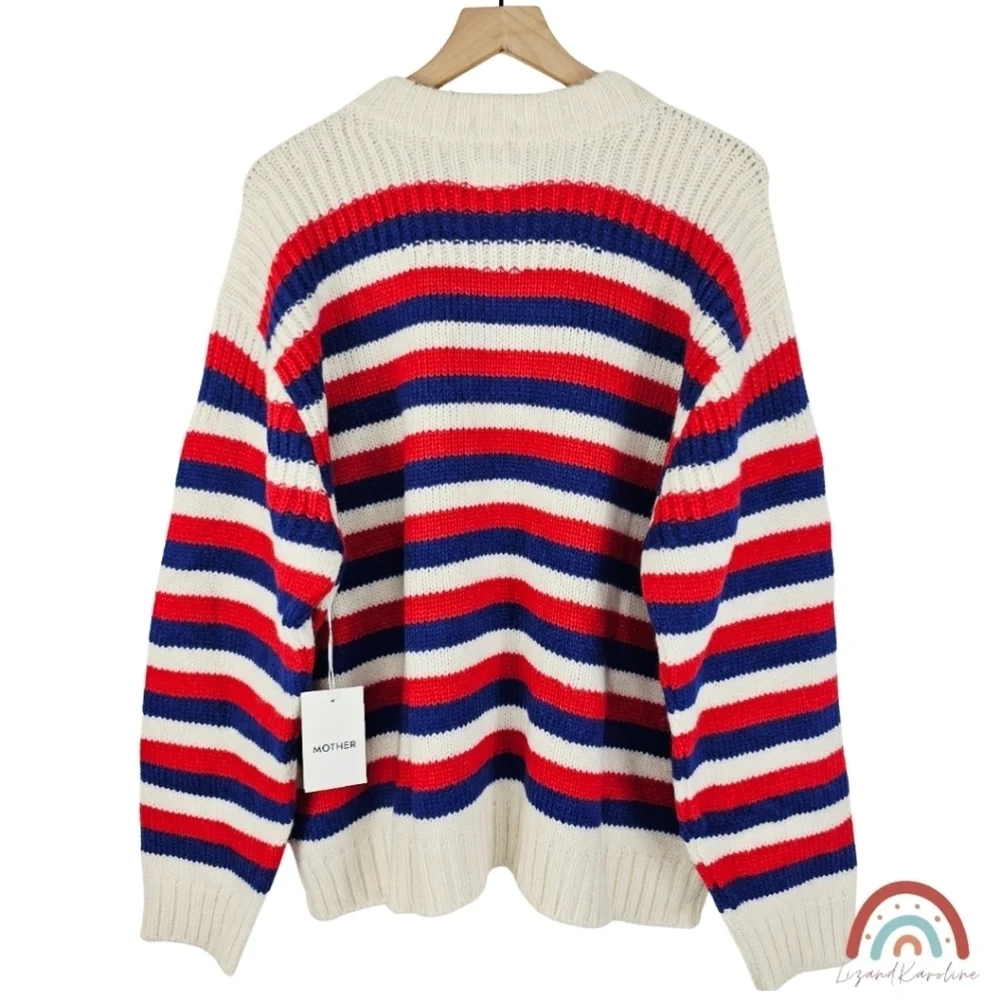 New! Mother The Biggie Oversized Sweater Overboard Stripped
